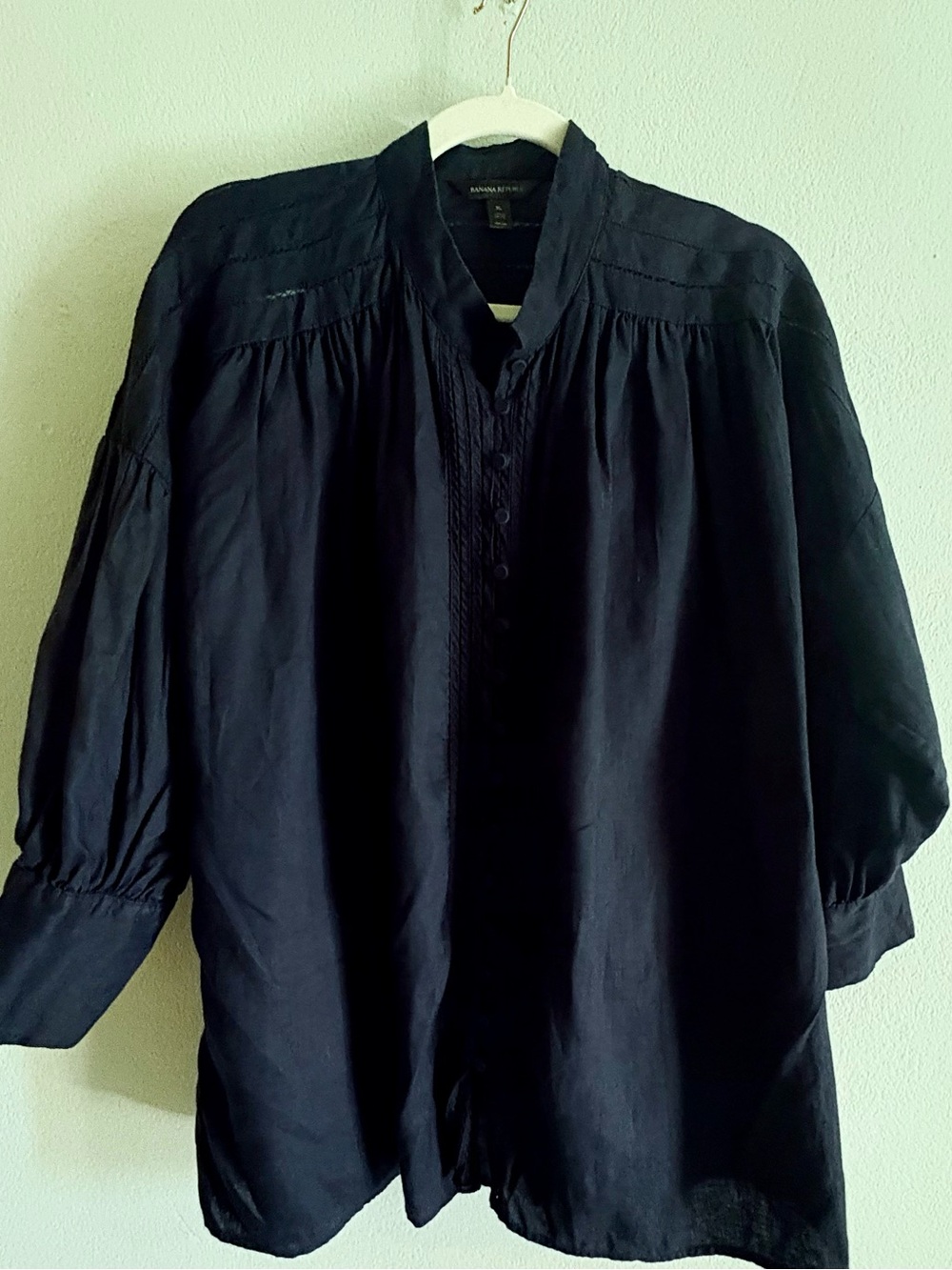 Banana Republic Balloon-sleeve Linen Navy Blue Tunic | Size XL